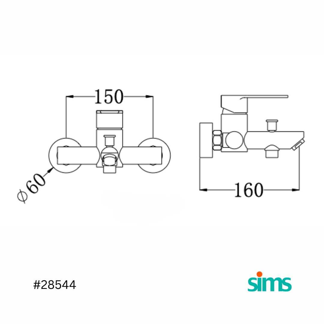 SIMS Bath Mixer with Flat Lever #28544 - Image 4