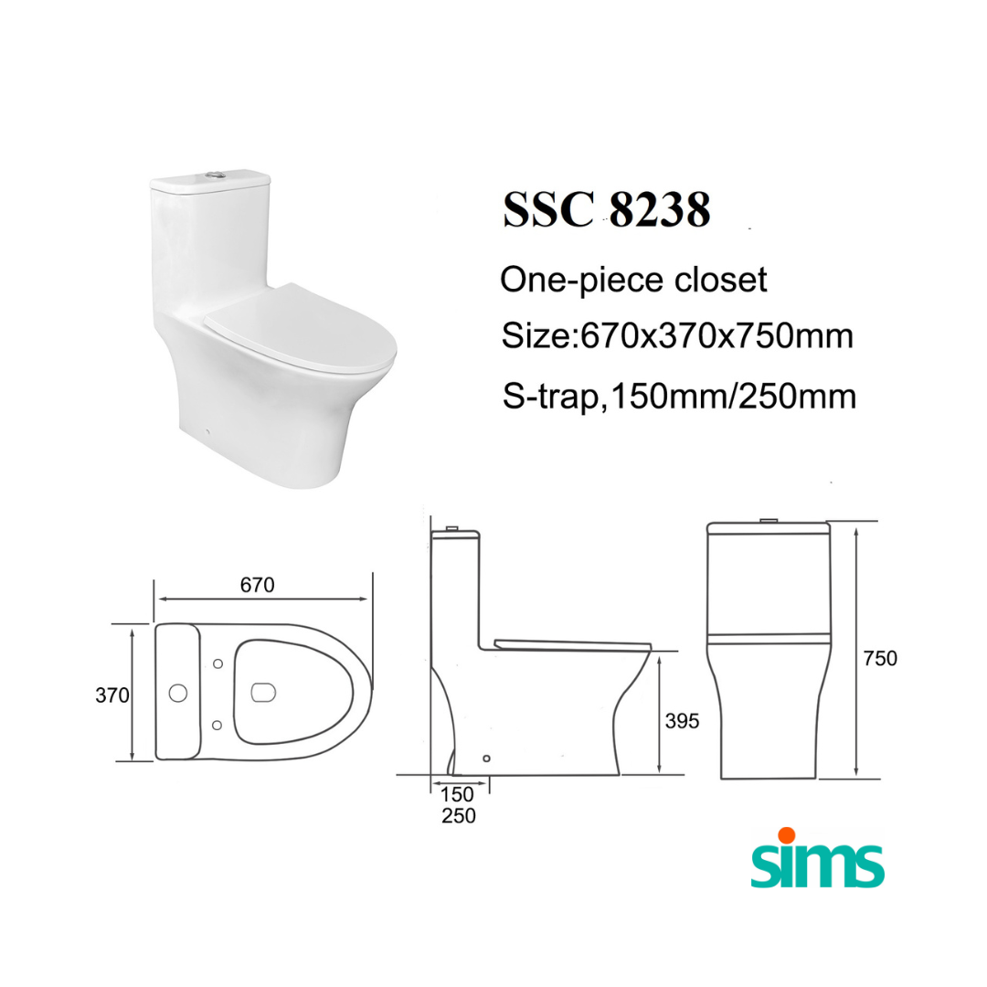 SIMS 8238 1 Piece Tornado Flush WC #91838 - Image 3