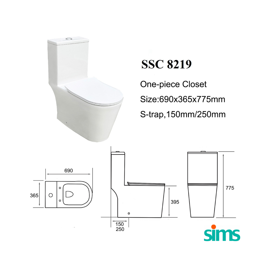 SIMS 8219 1 Piece Tornado Flush WC #91840 - Image 3