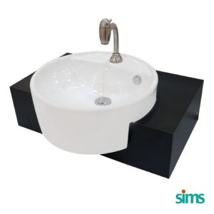 a round white basin