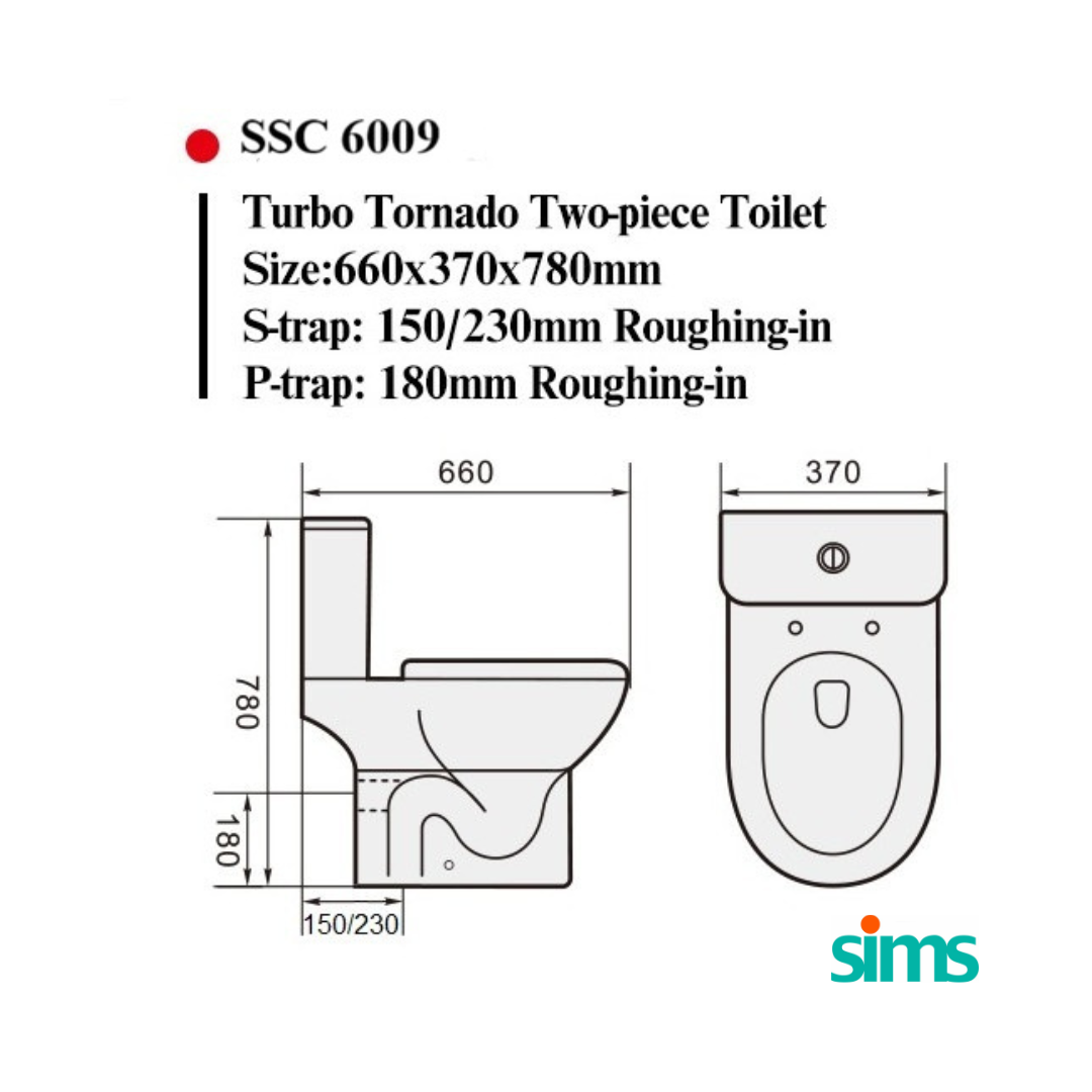 SIMS 6009A 2 Piece Tornado Flush WC #25495 - Image 6