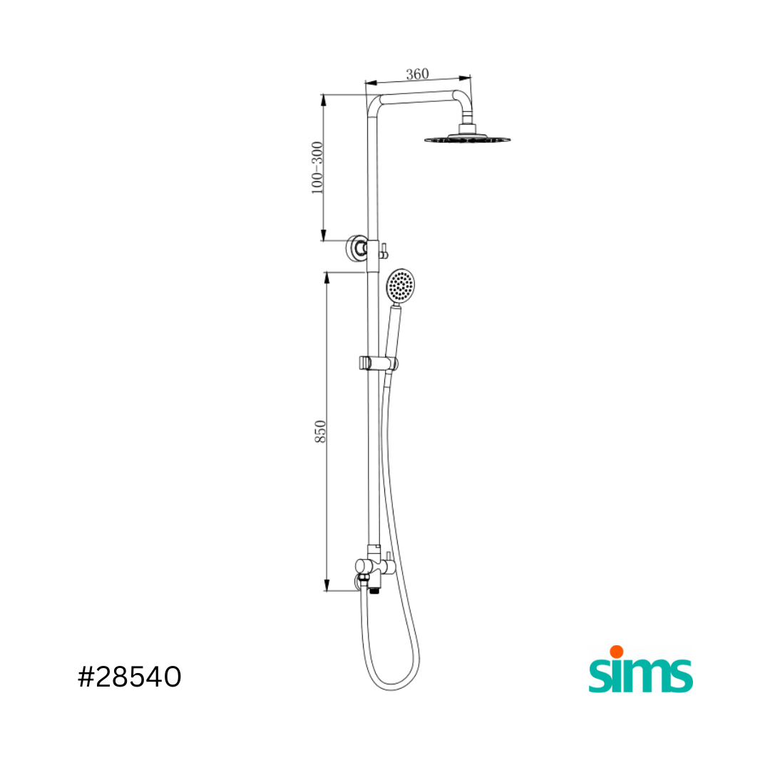 SIMS Overhead/Rain Shower Pole IN-JY17-0083 #28540 - Image 2