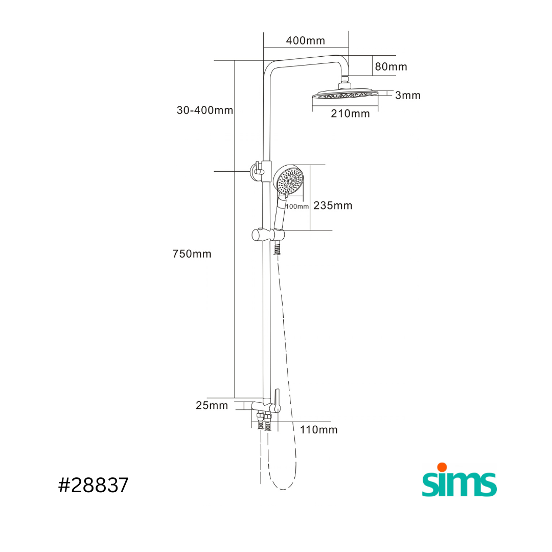 SIMS Overhead/Rain Shower Pole Bundle #28837 #26207 - Image 4