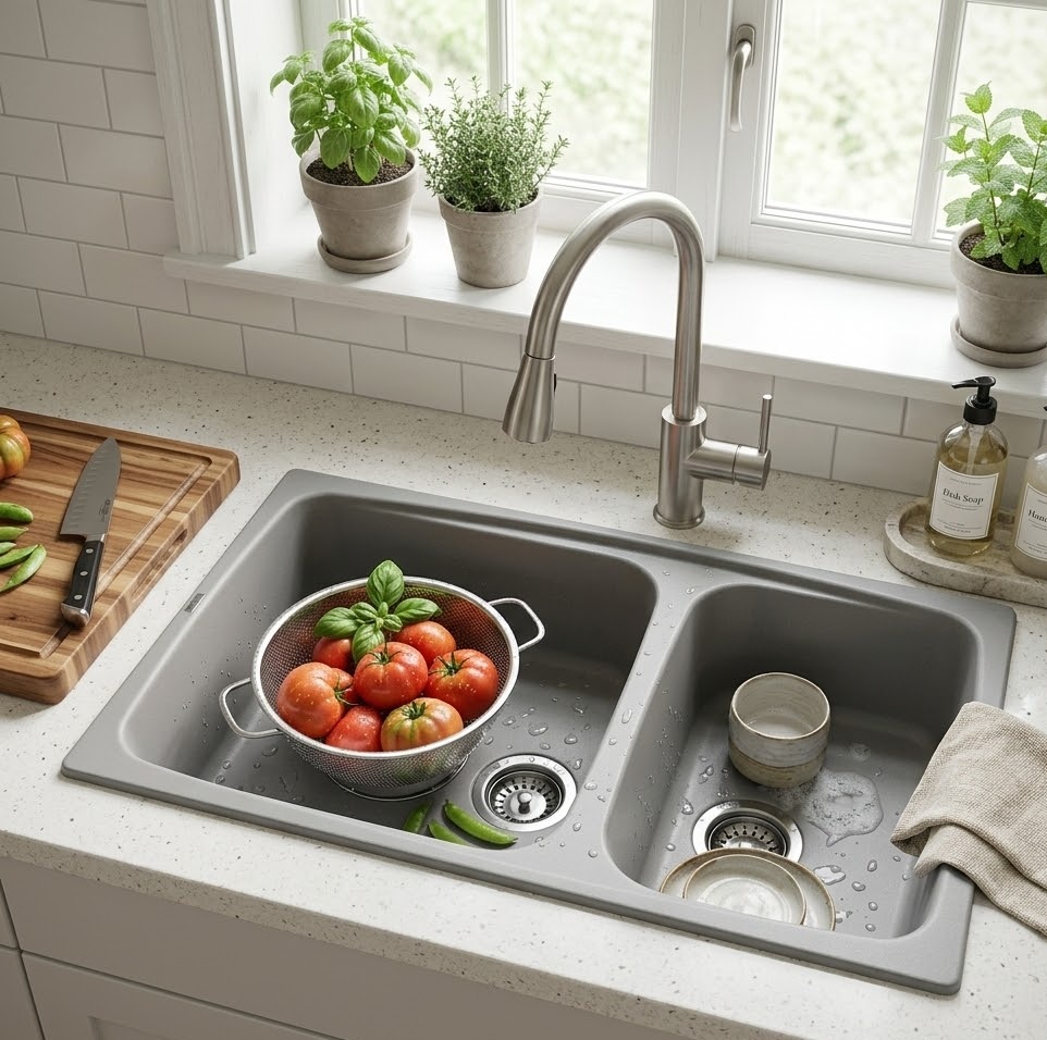 ELLECI 1¾ Bowl Kitchen Sink FOX 450 (Top Mount) #6545 - Image 3